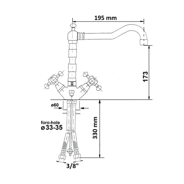 Rubinetto per lavandino color bronzo verticale Antea – Sapho-image-4