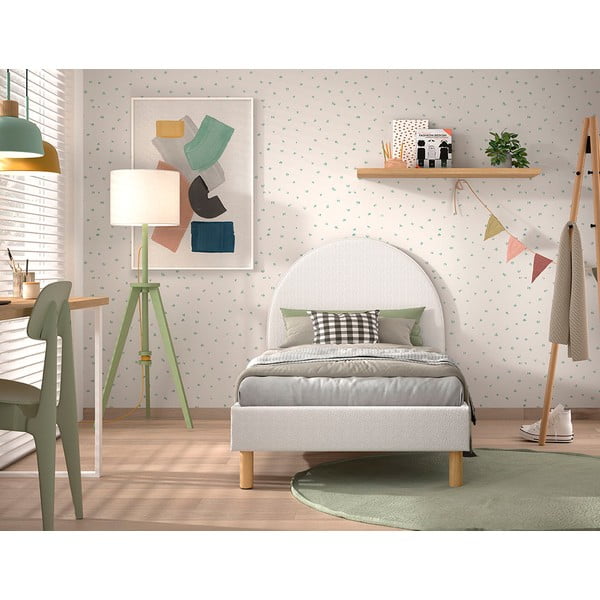 Letto singolo imbottito bianco con griglia 90x200 cm MOON - Vipack-image-3