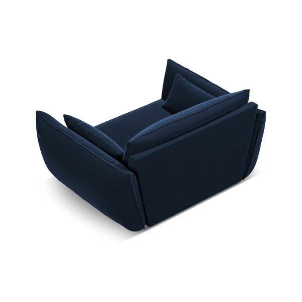 Poltrona blu scuro con rivestimento in velluto Vanda – Mazzini Sofas-image-3