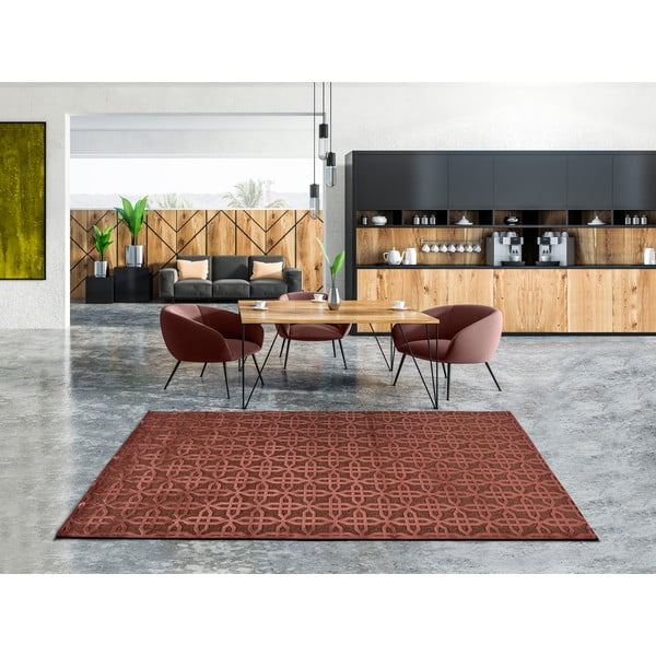 Tappeto in viscosa rossa , 60 x 110 cm Margot Copper - Universal-image-1