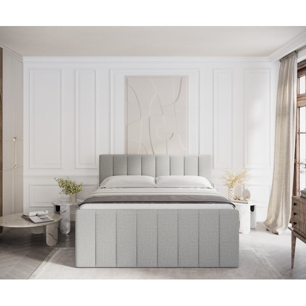 Letto boxspring grigio chiaro con contenitore 180x200 cm Ruby - Maison de Rêve-image-3