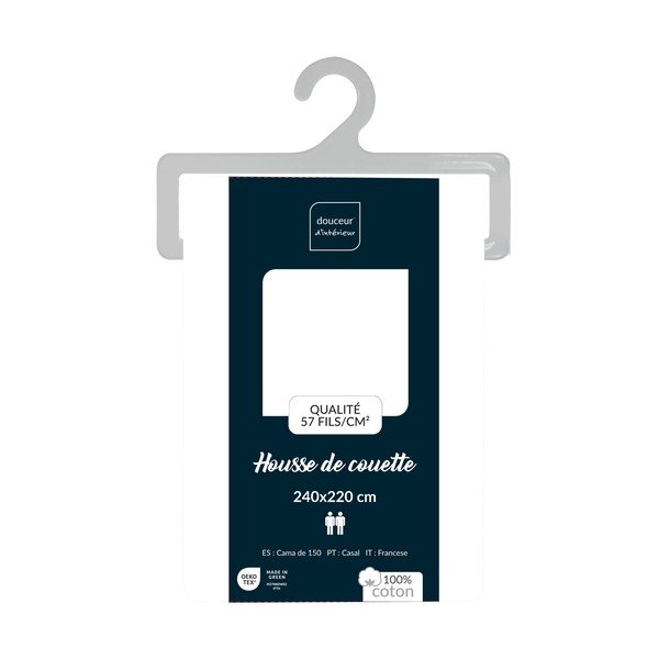 Copripiumino bianco in cotone per letto matrimoniale/per letto esteso 240x220 cm Lina – douceur d'intérieur-image-2