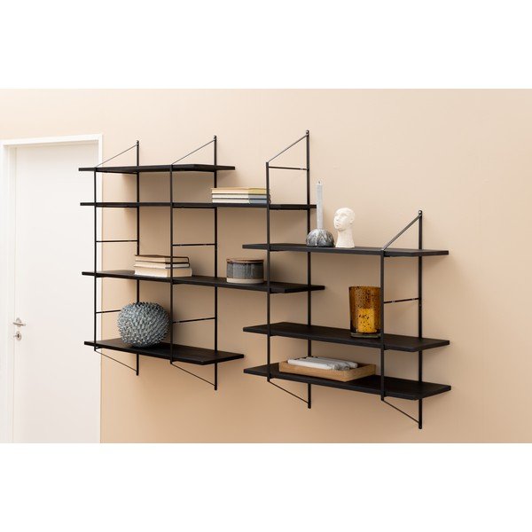 Scaffale nero in legno massiccio pavlovnia 196 cm Belfast - Actona-image-1