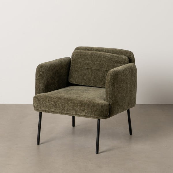 Poltrona verde con rivestimento in ciniglia Bind – Ixia-image-2