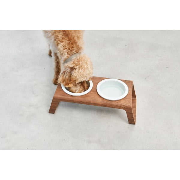 Set di ciotole con base rialzata per cani Desco Walnut S - MiaCara-image-4