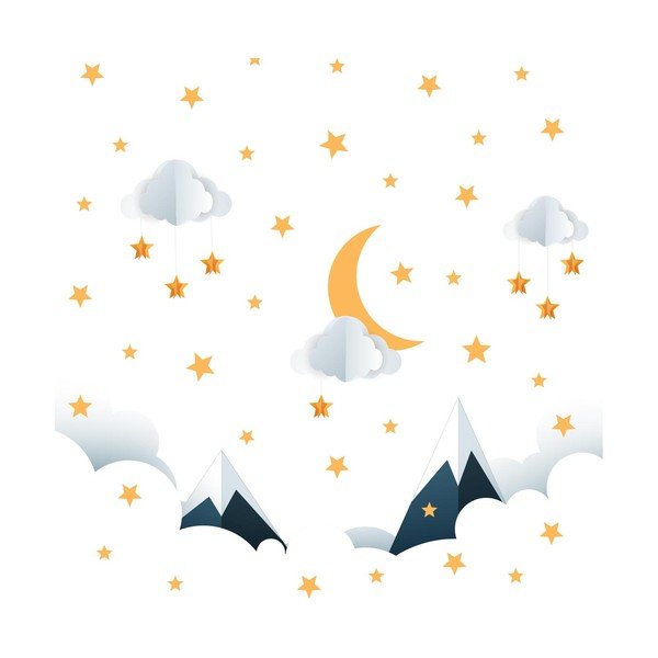 Adesivo murale per bambini 90x60 cm Mountains in Stars and Clouds - Ambiance-image-2