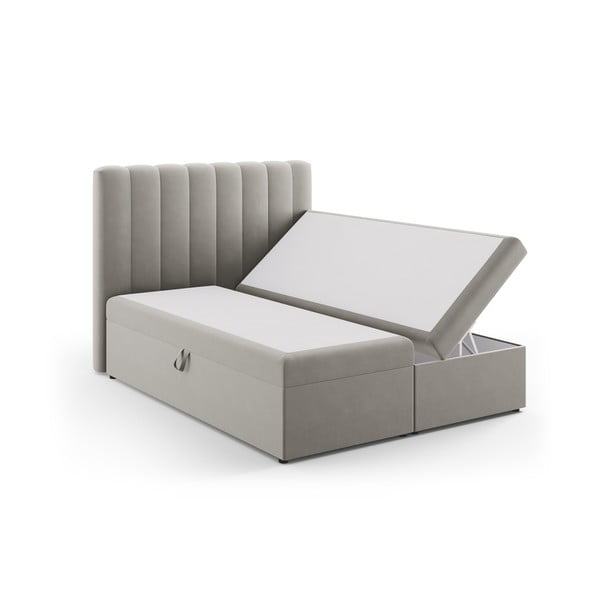 Letto boxspring grigio con contenitore 160x200 cm Gina - Milo Casa-image-2