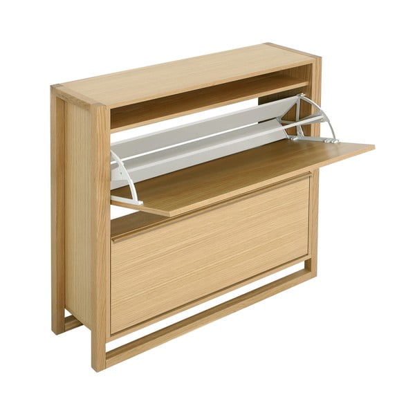 Scarpiera color naturale con trama in rovere con 2 ripiani NewEst - Woodman-image-3