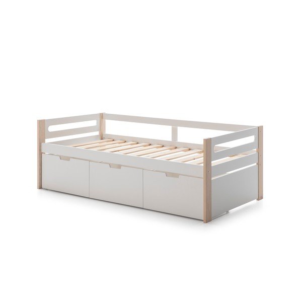 Letto bianco con 3 cassetti 90 x 190 cm Keisly - Marckeric-image-2