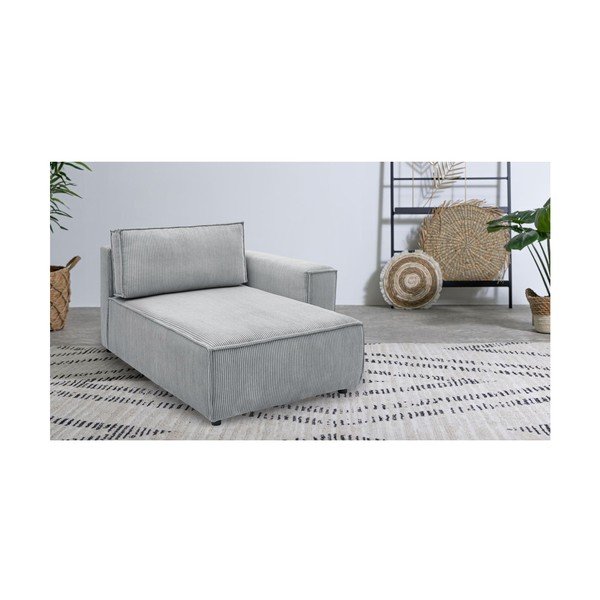 Modulo divano in velluto a coste grigio chiaro, angolo destro Nihad modular - Bobochic Paris-image-1