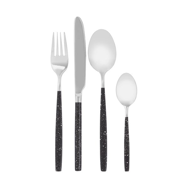 Set di 16 posate in acciaio inox argento-nero Avie - Premier Housewares