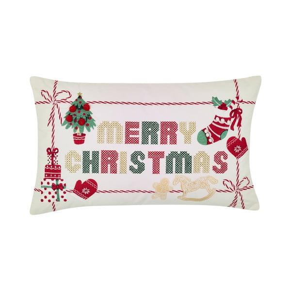 Cuscino decorativo in cotone a tema natalizio 30x50 cm Merry Christmas Cross Stitch – Catherine Lansfield