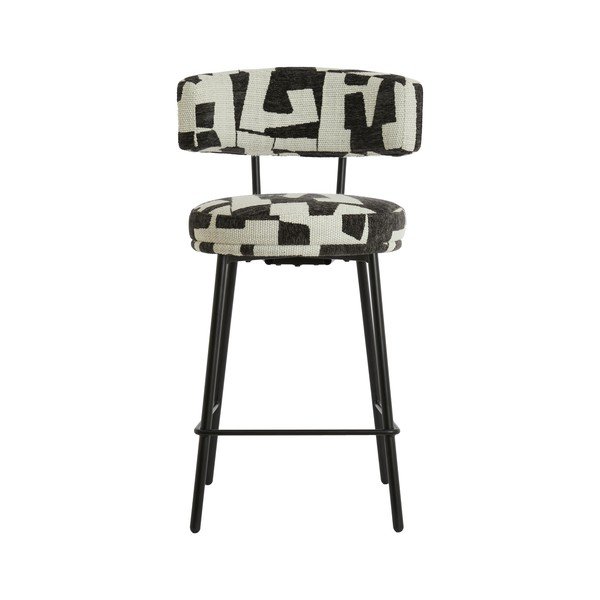 Sgabello da bar nero/color crema imbottito Harvie – Light & Living-image-2