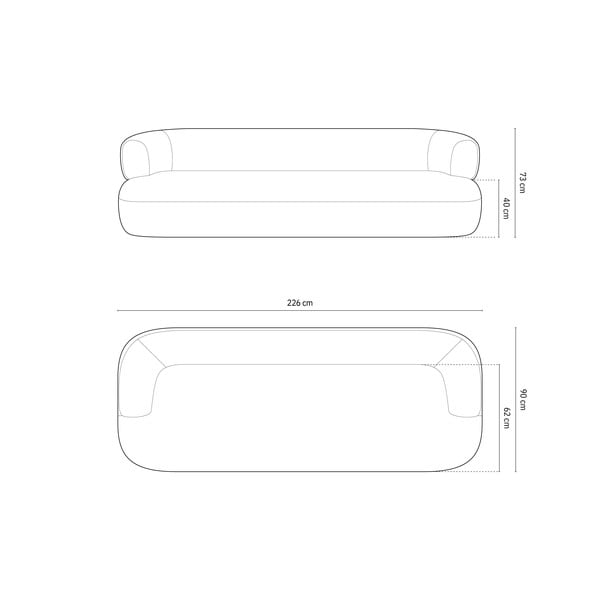 Divano verde bouclé 226 cm Jenny - Micadoni Home-image-4