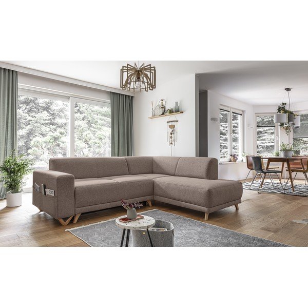 Divano angolare marrone allungabile e con contenitore (penisola a destra/a L) Classy Sophie – Miuform-image-3