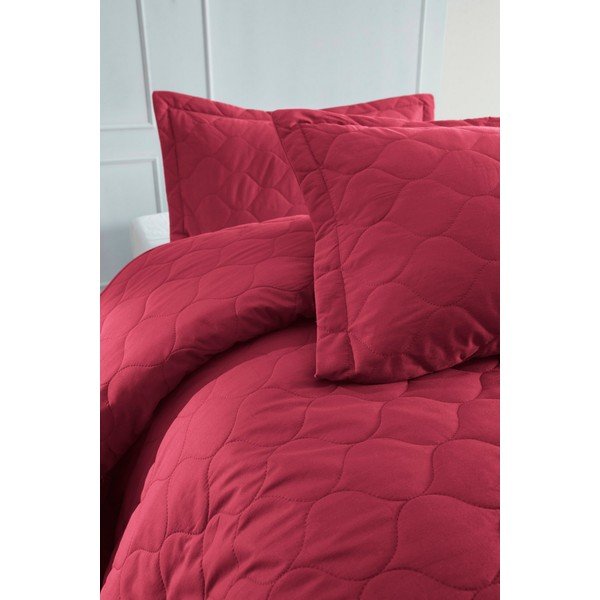 Copriletto rosso scuro con federa in cotone ranzato EnLora Home Fresh, 180 x 225 cm Fresh Color - Mijolnir-image-1