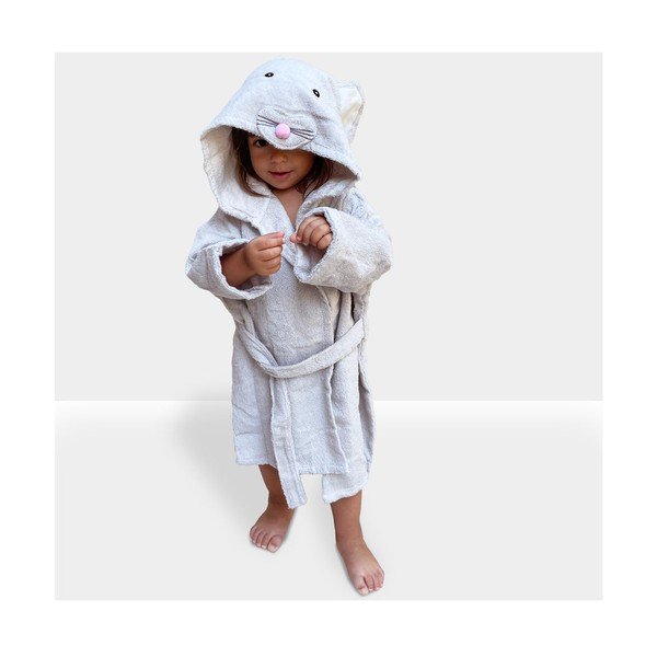 Accappatoio per neonato in cotone bianco e grigio taglia M Mouse - Rocket Baby-image-2