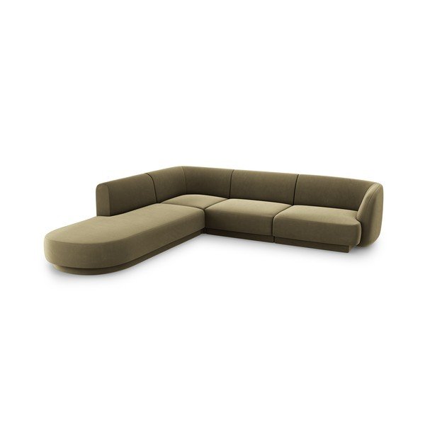 Divano angolare in velluto verde (angolo sinistro) Miley - Micadoni Home-image-3