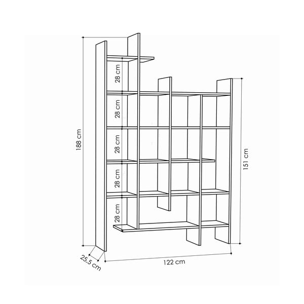 Libreria colore naturale in rovere 122x188 cm Manco - Kalune Design-image-2