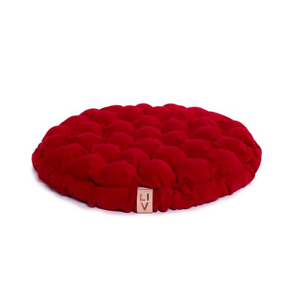 Cuscino di seduta rosso scuro con sfere massaggianti , Ø 65 cm Bloom - Linda Vrňáková