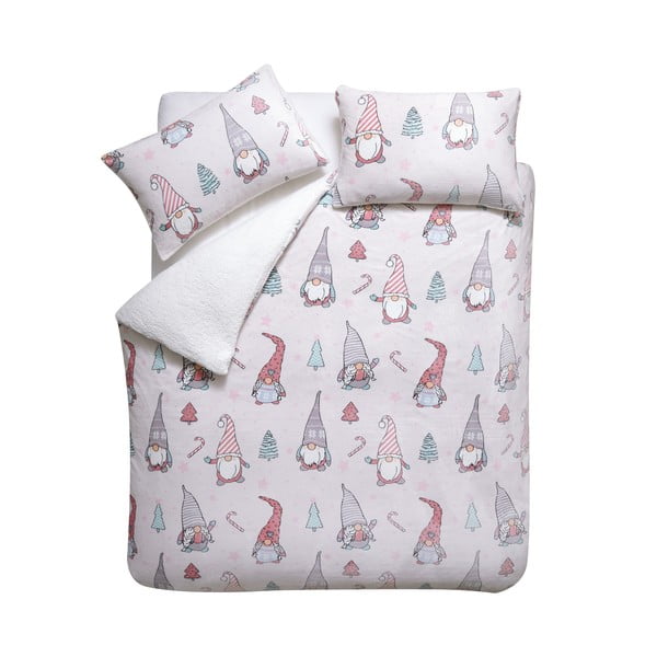 Set copripiumino e federa rosa chiaro in micropile per letto singolo 135x200 cm Festive Gnomes – Catherine Lansfield