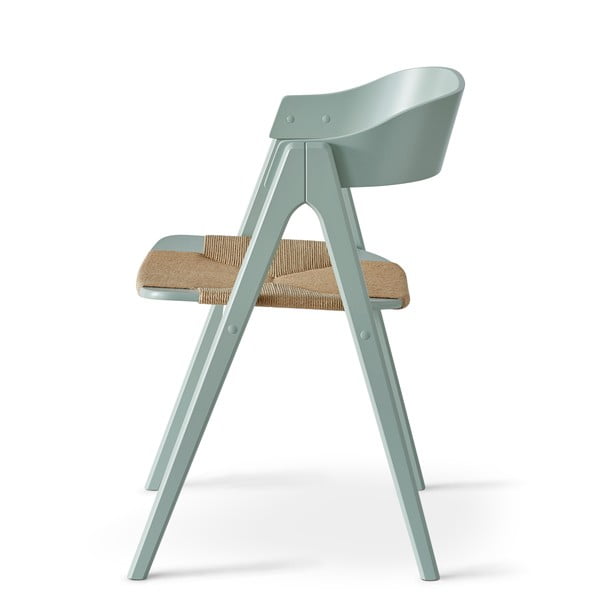 Sedia da pranzo in legno di faggio verde chiaro con seduta in rattan Findahl di Hammel Mette - Hammel Furniture-image-3