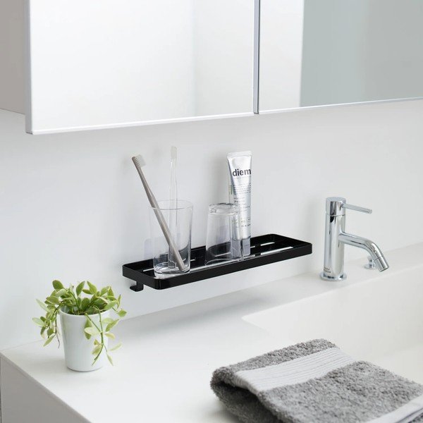 Mensola da bagno senza foratura nera opaca in acciaio Film Hook – YAMAZAKI-image-1