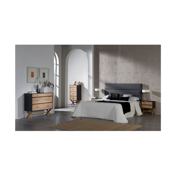Comodino grigio antracite Leidi, 42 x 52 cm - Marckeric-image-1