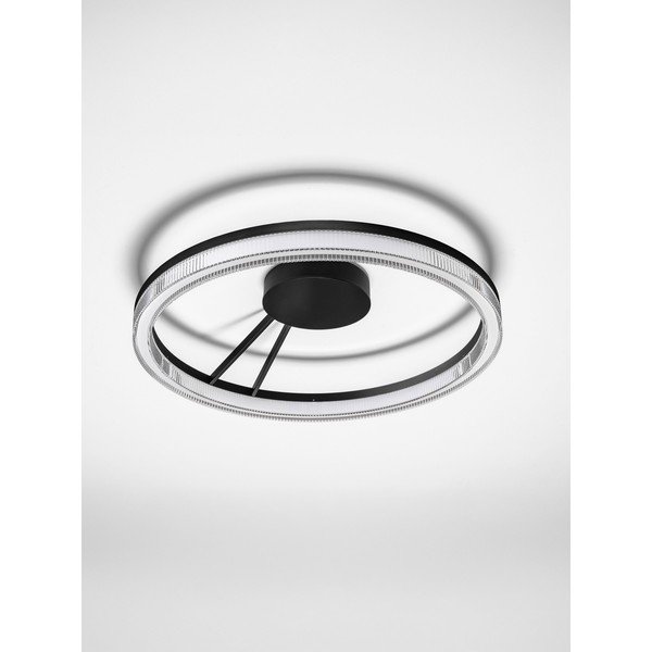 Plafoniera LED nera opaca in alluminio con paralume in vetro acrilico con intensità regolabile Lonela – Nova Luce-image-4