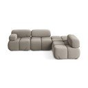 Divano angolare componibile beige (con penisola a destra) con rivestimento in velluto Lokua – Makamii