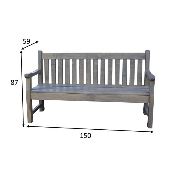 Panchina da giardino in legno grigio London - Rojaplast-image-3