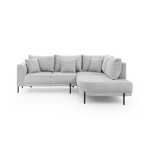 Divano angolare grigio chiaro (con penisola a destra/a L) con rivestimento in ciniglia Mauris  – Ropez