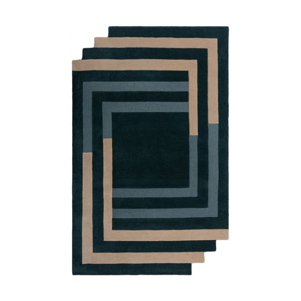 Tappeto in lana verde scuro tessuto a mano 150x240 cm Labyrinth Shaped - Flair Rugs