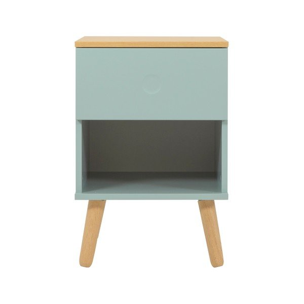 Comodino verde con gambe in legno di quercia Dot - Tenzo