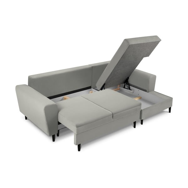 Divano angolare grigio chiaro allungabile e con contenitore (con penisola a destra/con chaise lounge) con rivestimento in velluto a coste Kyoto – Cosmopolitan Design-image-3