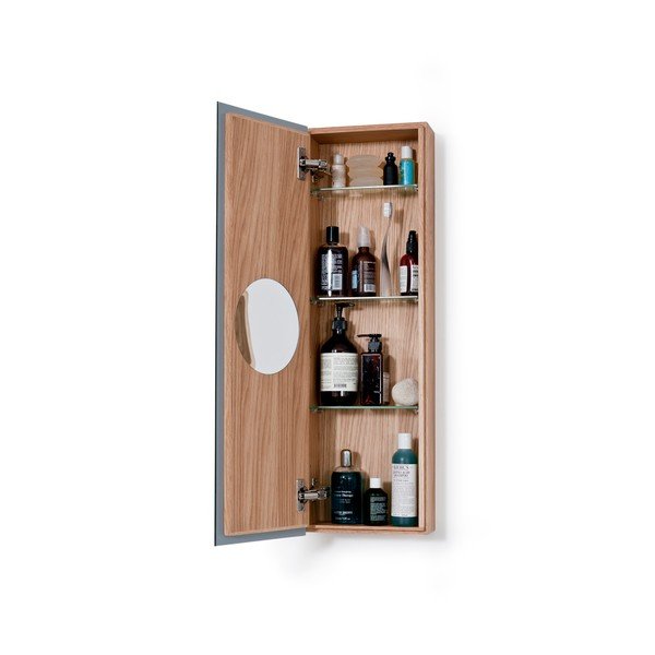 Armadio a muro con specchio in legno di quercia Zone - Wireworks-image-1