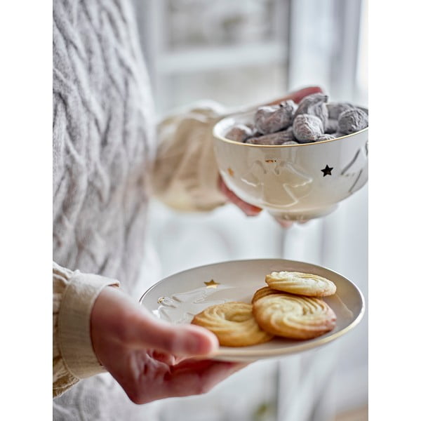 Piatto da dessert in gres bianco con motivo natalizio ø 16 cm Starry - Bloomingville-image-1