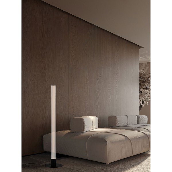 Lampada da terra LED nera opaca in alluminio con paralume in vetro con intensità regolabile (altezza totale 130 cm) Glovia – Nova Luce-image-3