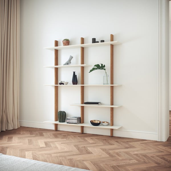 Scaffale modulare in rovere decorato in bianco e naturale 162x190 cm Bridge - Tenzo-image-1