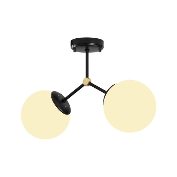 Plafoniera bianca e nera con paralume in vetro 15x44 cm Damar – Opviq lights-image-2