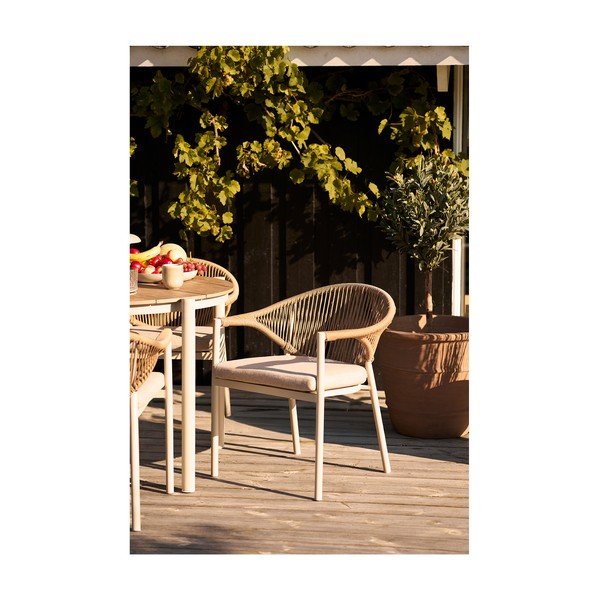 Sedia da esterno beige in metallo/in imbottito Abela – House Nordic-image-1