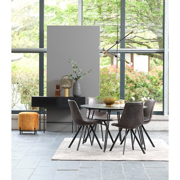 Consolle in rovere nero con gambe in metallo, lunghezza 120 cm Oxford - Canett-image-4