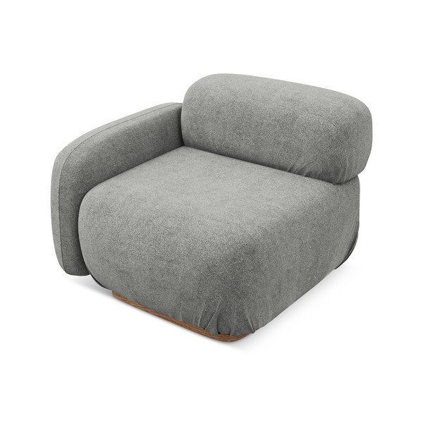 Parte divano componibile grigio (con penisola a sinistra) con rivestimento in bouclé Ailani – Makamii-image-1