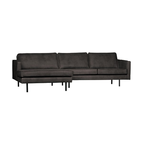Divano angolare nero (con penisola a sinistra/con chaise lounge) con rivestimento in finta pelle Rodeo – WOOOD-image-2