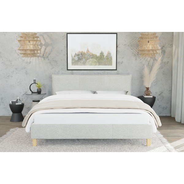 Letto matrimoniale imbottito beige con rete inclusa 160x200 cm Tina – Ropez-image-4