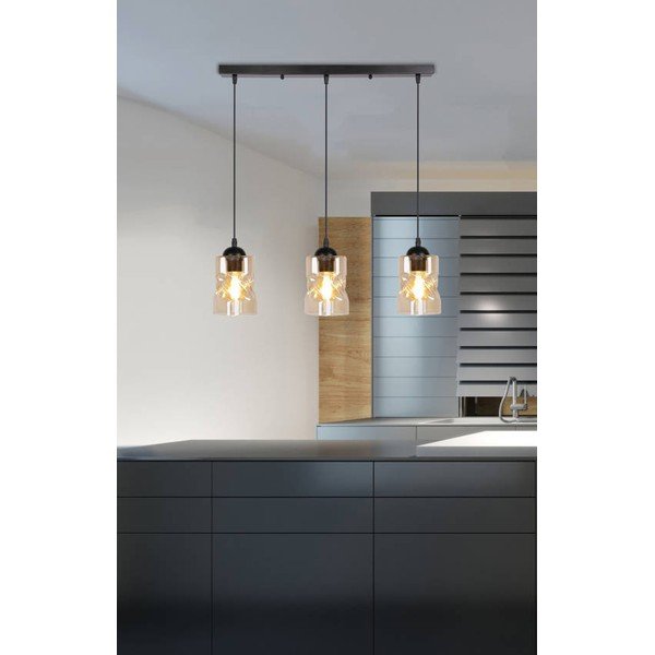Lampada a sospensione nera con paralume in vetro 10x62 cm Felis - Candellux Lighting-image-1