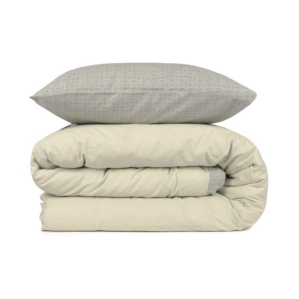 Lenzuolo singolo in cotone beige Quadrato, 140 x 200 cm - Mijolnir-image-2
