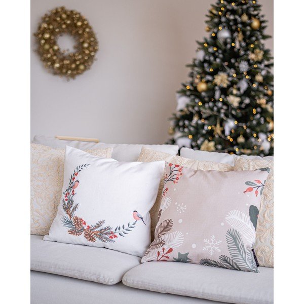 Cuscino natalizio con rivestimento in cotone Rami, 45 x 45 cm Frosted Branches - Butter Kings-image-1