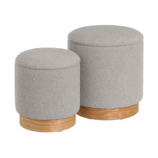 Poggiapiedi grigio chiaro in tessuto bouclé - Casa Selección