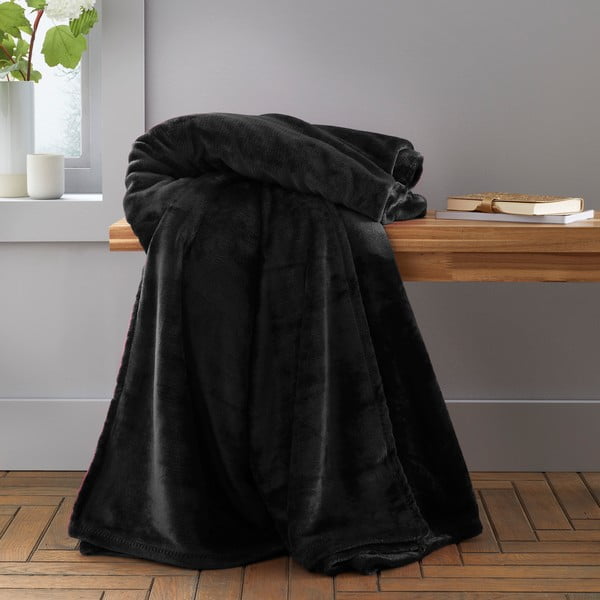 Coperta nera in micropile 130x170 cm Raschel Velvet – Catherine Lansfield-image-1